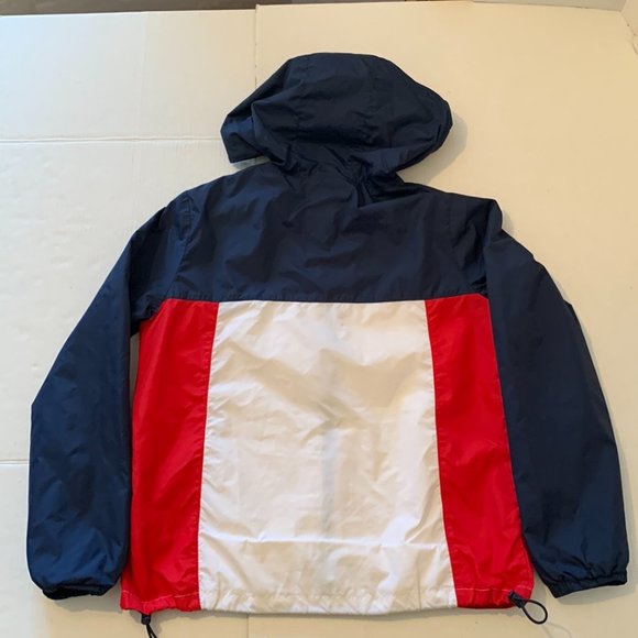 Garage Adult Large Red White Blue Windbreaker with Hood - Picture 2 of 8